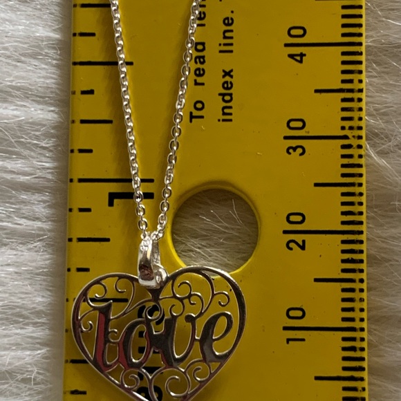 .925 Solid Sterling Silver LOVE Heart Necklace Heart Chain Italian Chain .925 - Picture 7 of 10